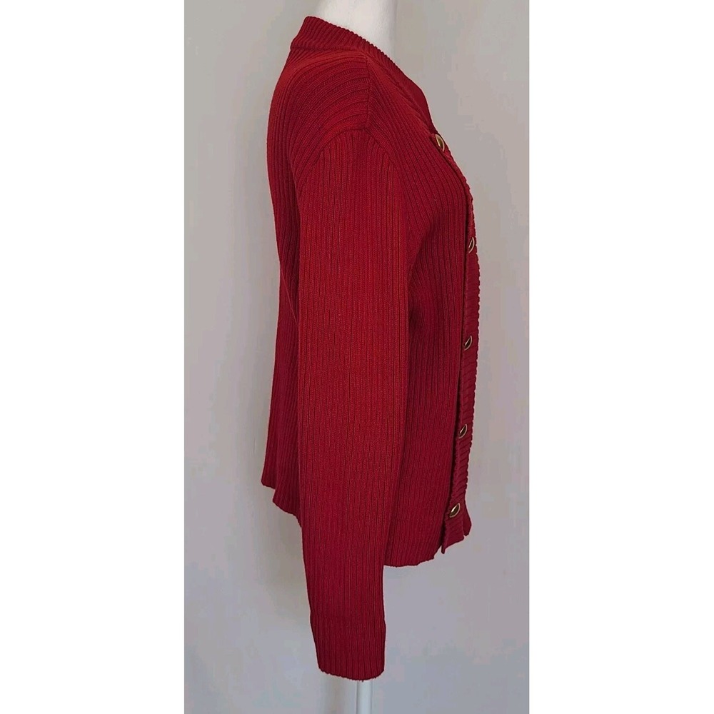 Chaps Womens Cosplay Double Breasted Military Cardigan X Large Red Chunky Ribbed - Picture 2 of 9
